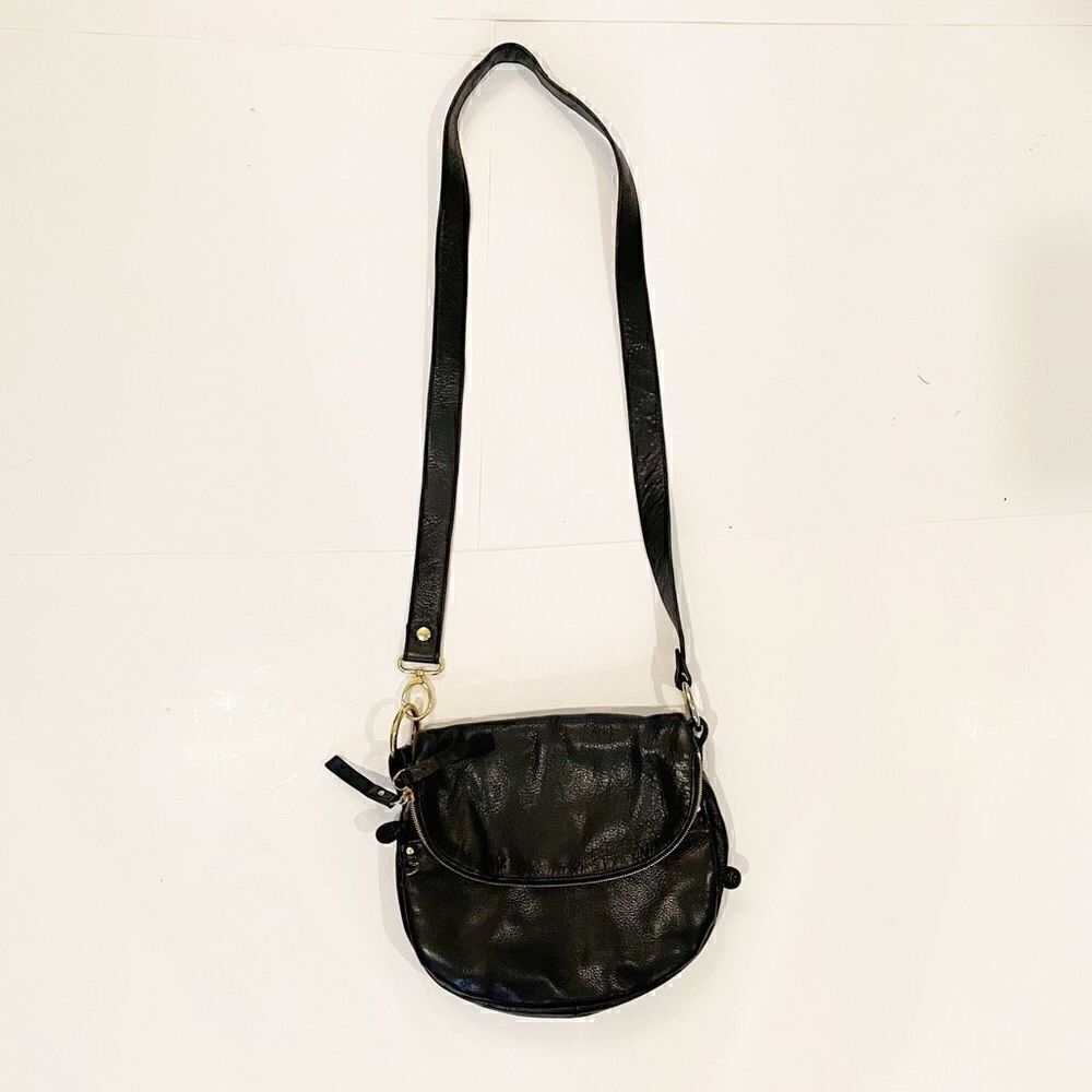 Helena De Natalis Black Leather Foldover Handbag